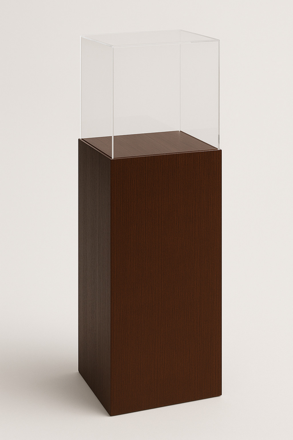 totem da terra in legno frassino con teca in plexigass